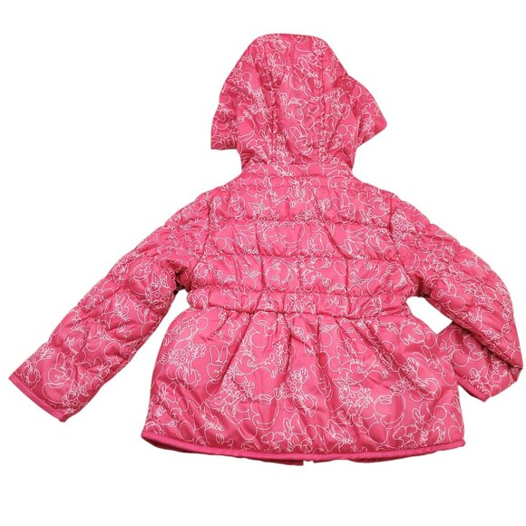 Disney Puffer Jacket Girls 4 Pink Minnie Mouse Full Zip Fleece Lined Warm Winter - Picture 6 of 12